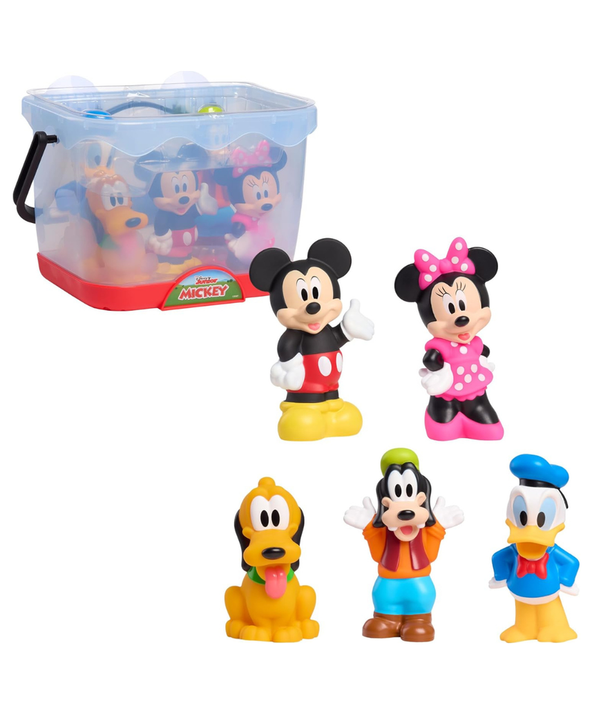 Disney Mickey Mouse Bath Caddy, 6-pieces, 5 Bath Toy Figures