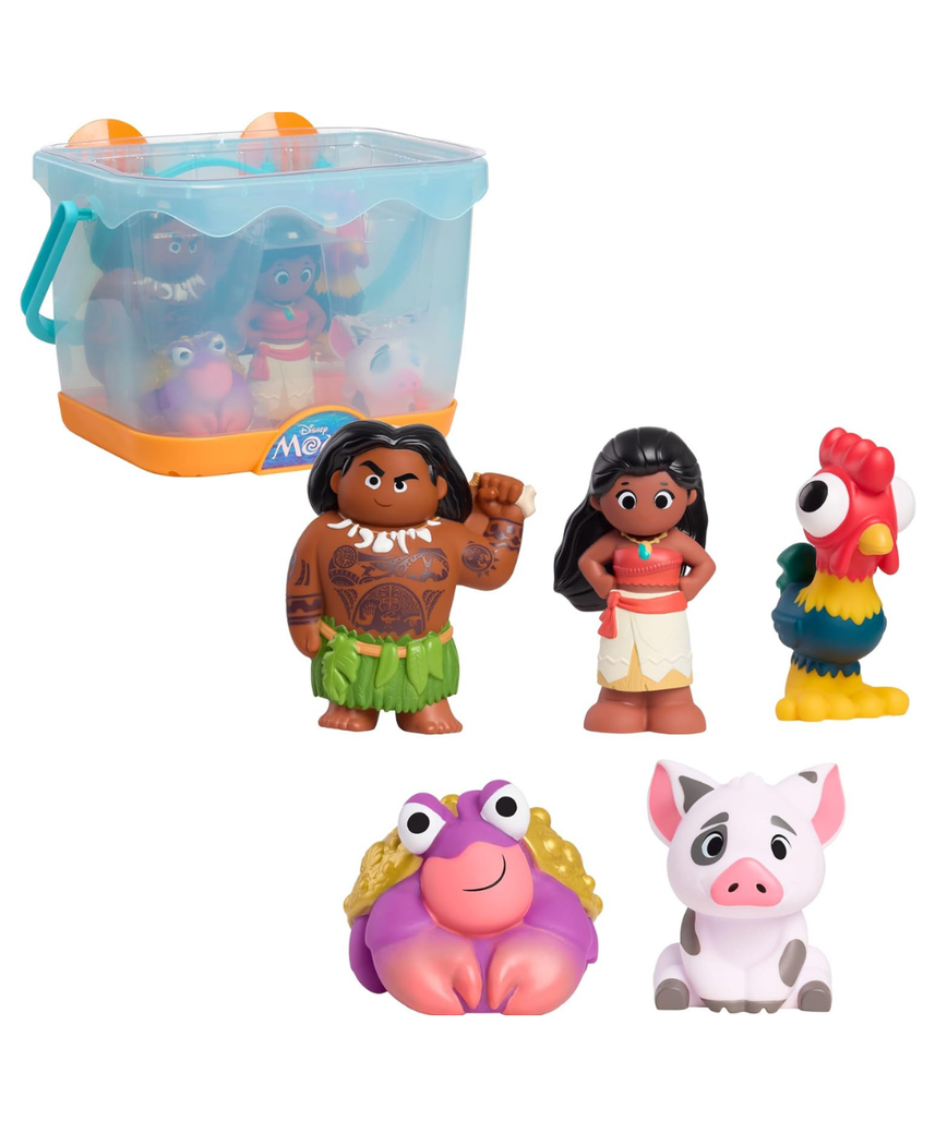 Disney Moana Bath Caddy, 6-pieces, 5 Bath Toy Figures