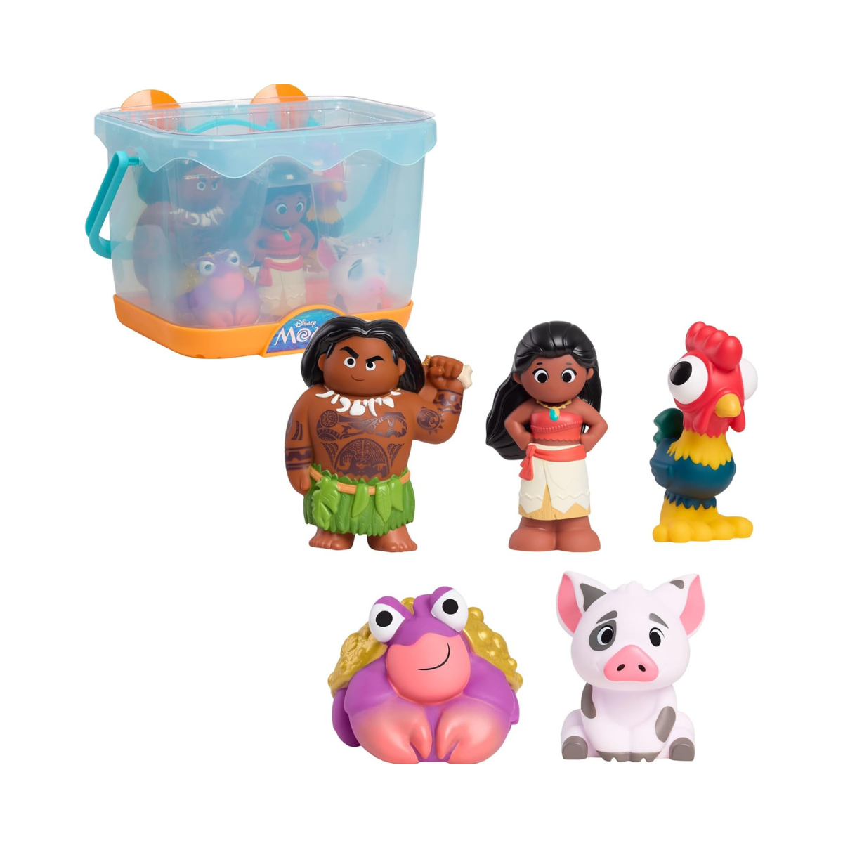 Disney Moana Bath Caddy, 6-pieces, 5 Bath Toy Figures