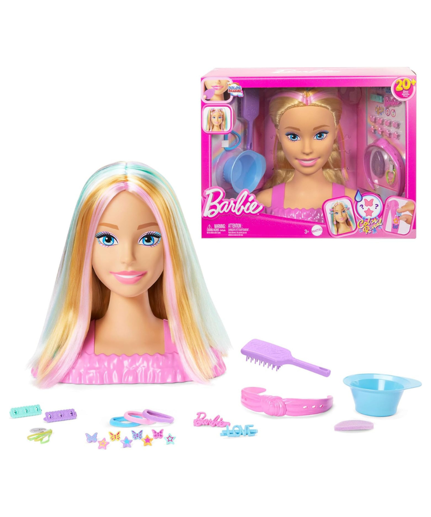 Barbie - JFG81 Blonde Hair Styling Head with 20+ Styling Accessories Including Star, Butterfly and Colour Changing Hair Clips