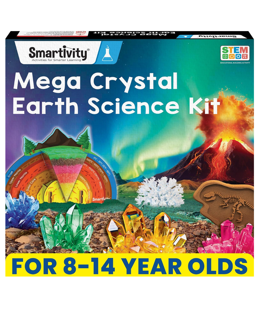 Smartivity Mega Crystal Earth Science Kit | Explore Earth, Crystal, and Fossilization Concepts | Birthday Gift for Boys & Girls I STEM Educational DIY Science Toys for Kids Ages 8,9,10,11,12,13,14
