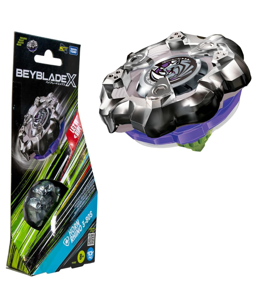 Takara Tomy Beyblade X Horn Rhino 3-80S Booster Pack Set, Balance Type Top with Customizable Parts, Bey Toy for 8+ Year Old Boys and Girls, Spinning Toys, Battle Tops
