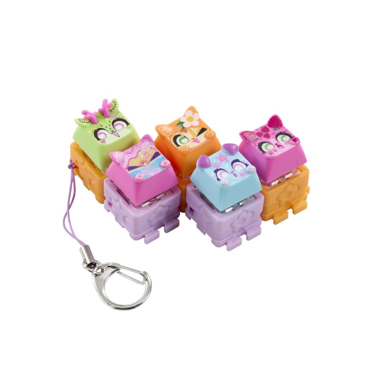 Clickeez Series 2, 5 Pack Clickable Keyboard Collectibles with Keychain and Collector Guide, Fidget Sensory Toy for Kids Ages 6+