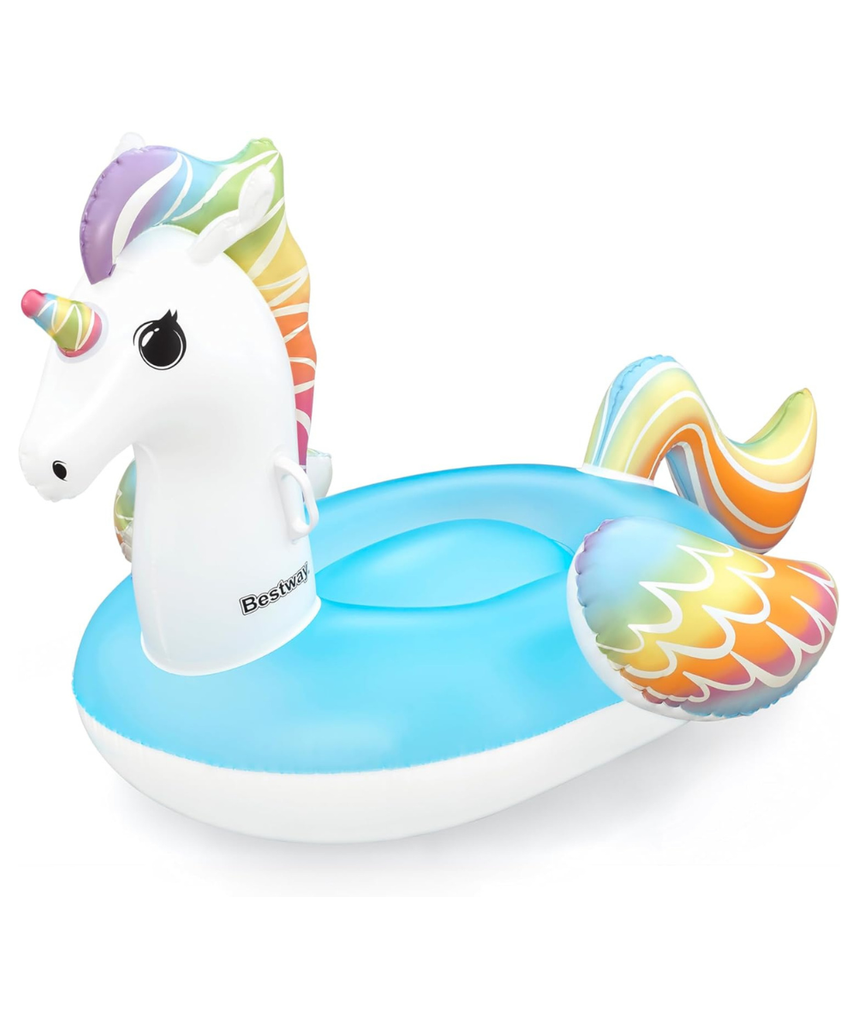 Bestway Unicorn Pool Float, Kids Inflatable Ride-On with Handles, Inflatable Beach Toys