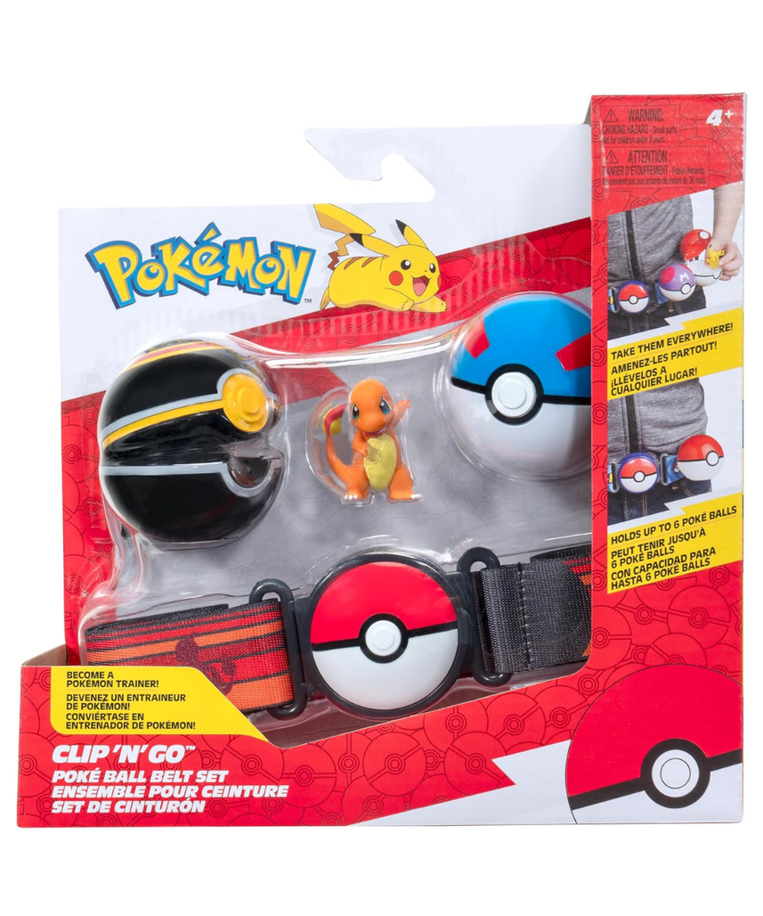 Pokémon Clip 'N' Go Poke Ball Belt Set with Charmander + Luxury Ball + Great Ball, Official Detailed Figures, Action Figure, Become a Pokemon Trainer, 4 Years +