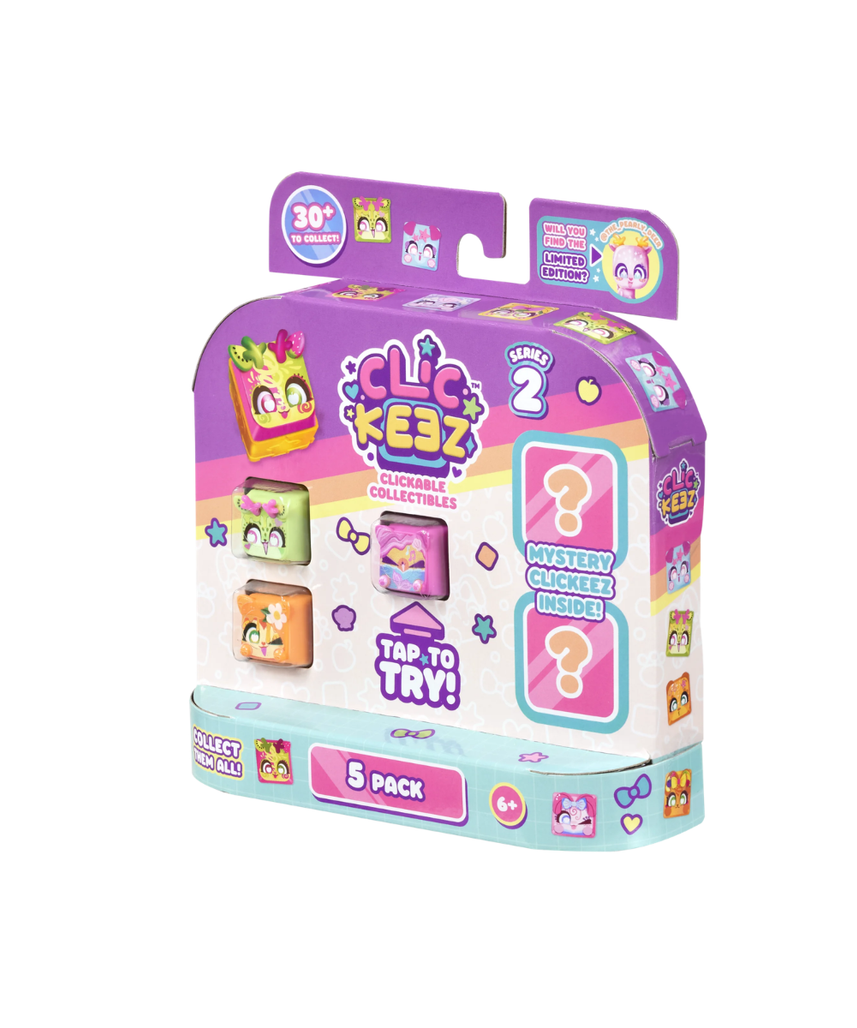 Clickeez Series 2, 5 Pack Clickable Keyboard Collectibles with Keychain and Collector Guide, Fidget Sensory Toy for Kids Ages 6+