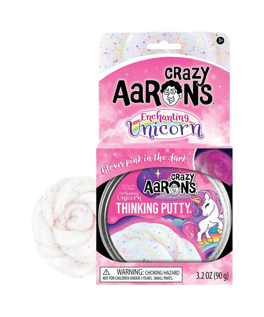 Crazy Aaron’s Enchanting Unicorn Glow Thinking Putty Slime, Glow in The Dark Sensory Putty with Neon Rainbow Confetti & Glitter, Multicolour UH020