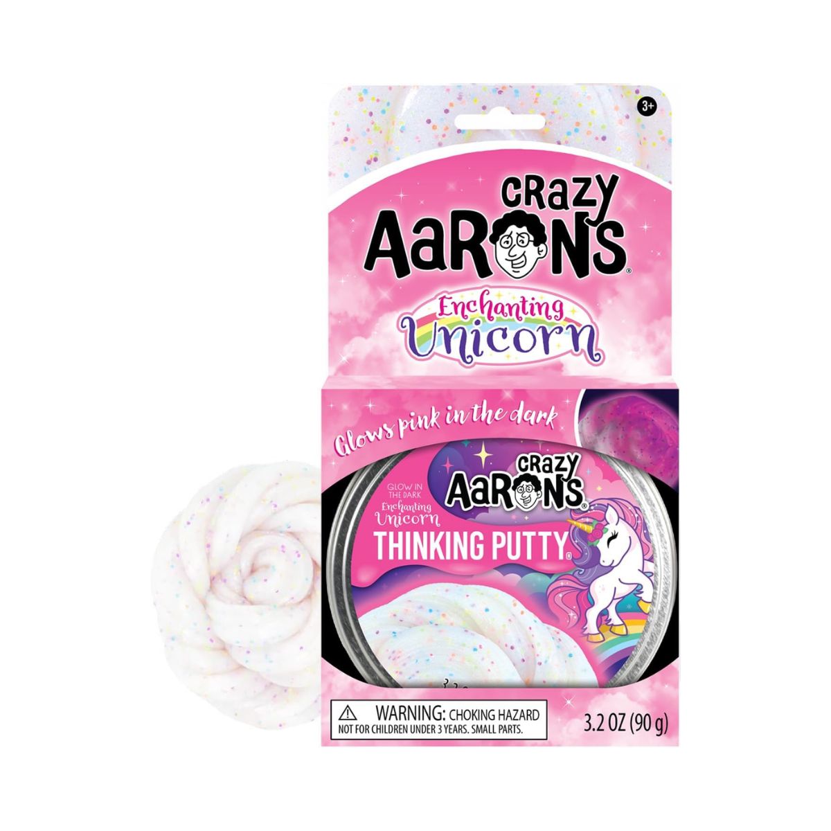 Crazy Aaron’s Enchanting Unicorn Glow Thinking Putty Slime, Glow in The Dark Sensory Putty with Neon Rainbow Confetti & Glitter, Multicolour UH020