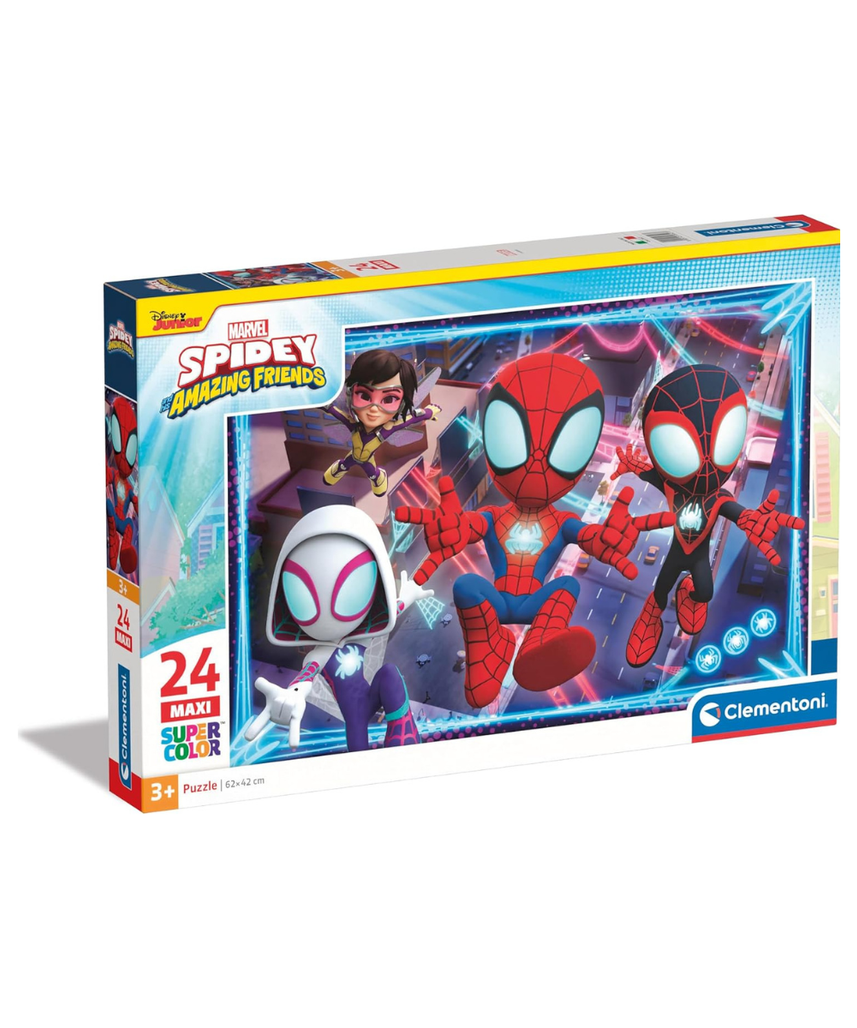 Clementoni 28527 Supercolor Marvel Spidey and His Amazing Friends - 24 Maxi Pieces Children 3 Years Cartoon Puzzle, Made in Italy, Multi-Colour