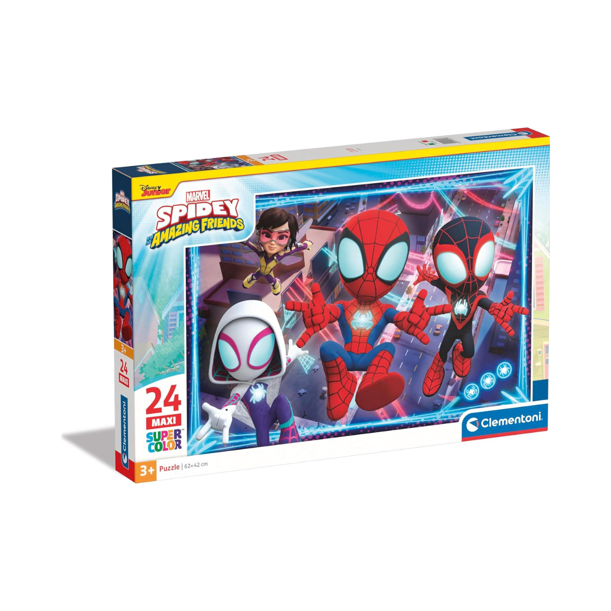 Clementoni 28527 Supercolor Marvel Spidey and His Amazing Friends - 24 Maxi Pieces Children 3 Years Cartoon Puzzle, Made in Italy, Multi-Colour