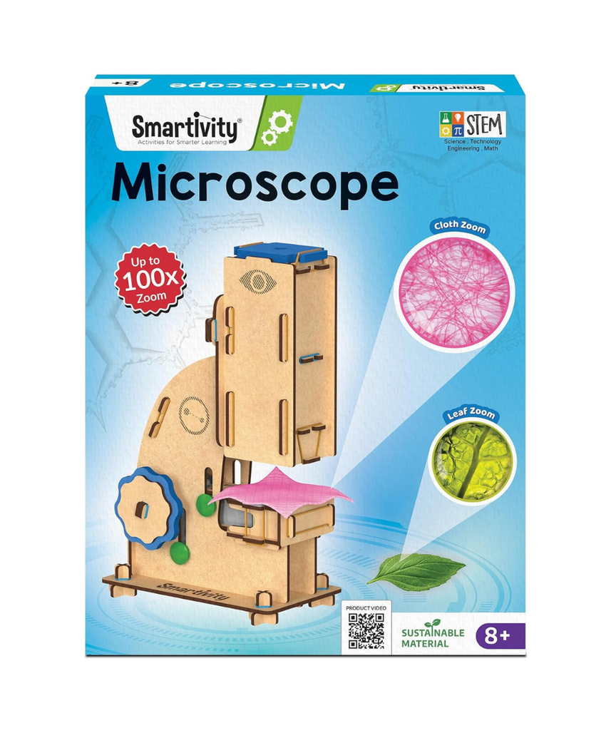 Smartivity DIY Microscope 100x Zoom Toy for Kids Age 8-10-12-14 Years Old | Birthday Gift for Boys & Girls | Science Toy for Kids 8-14 Years Old Students I STEM Sciene Kit