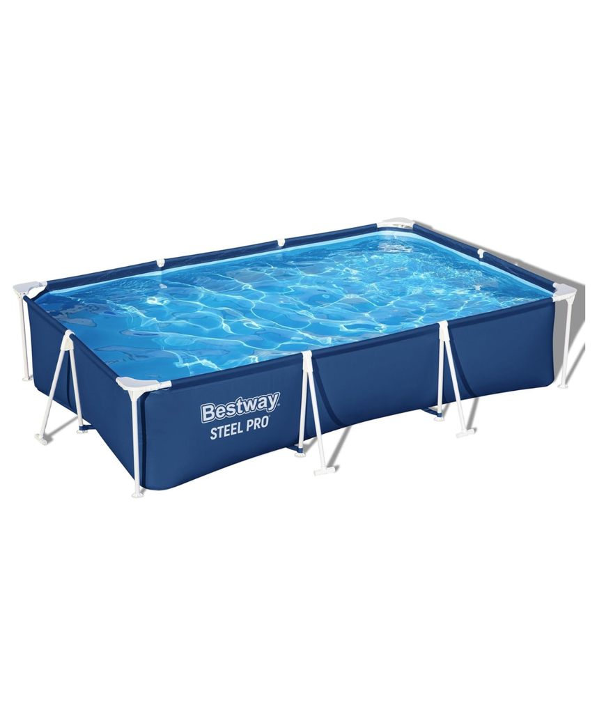 Bestway Steel Pro Rectangular Above Ground Swimming Pool 3m x 2m x 66cm/9'10" x 6'7", Frame Pools, Corrosion-resistant Steel Frame, Sturdy & Durable