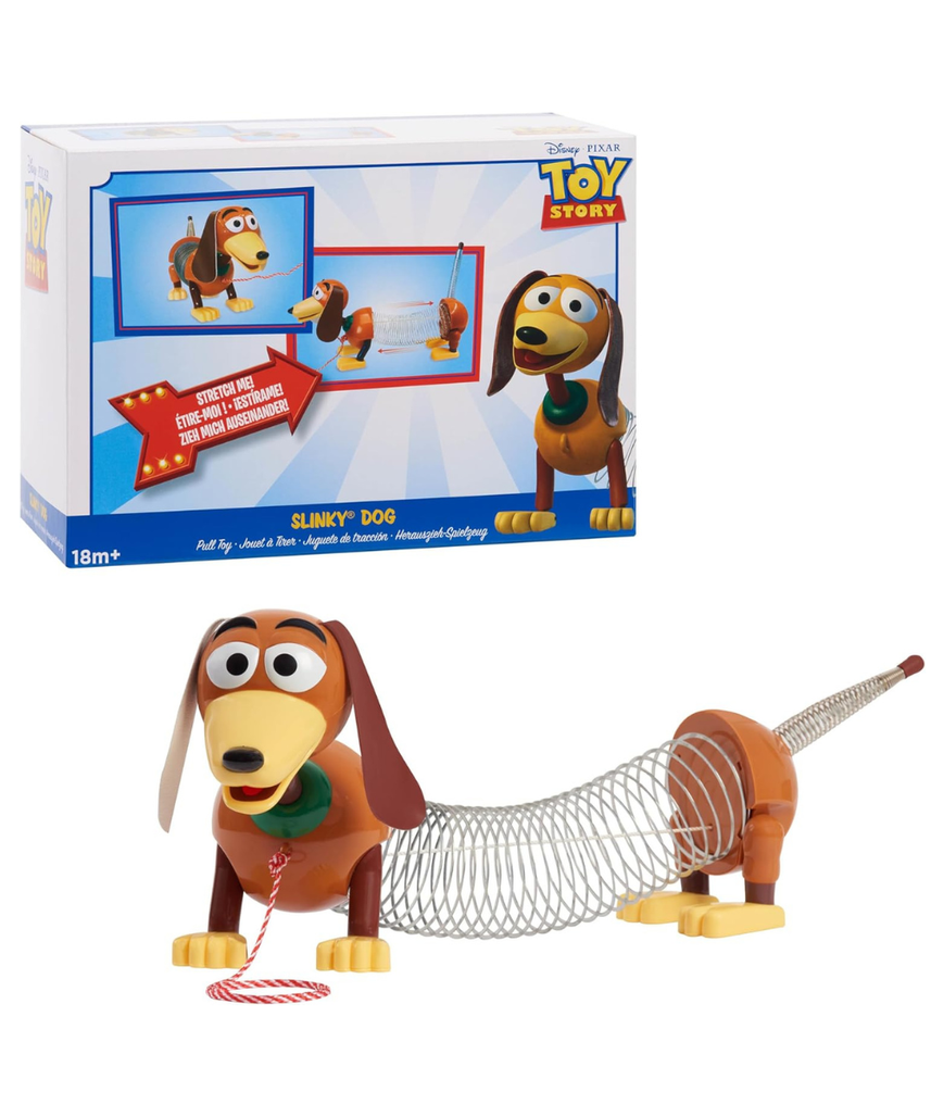 Just Play Disney Pixar Toy Story Slinky Dog Pull Toy, Classic Walking Spring Dog with Stretchable Body and Pull Leash for Toddlers, Ages 18+ Months