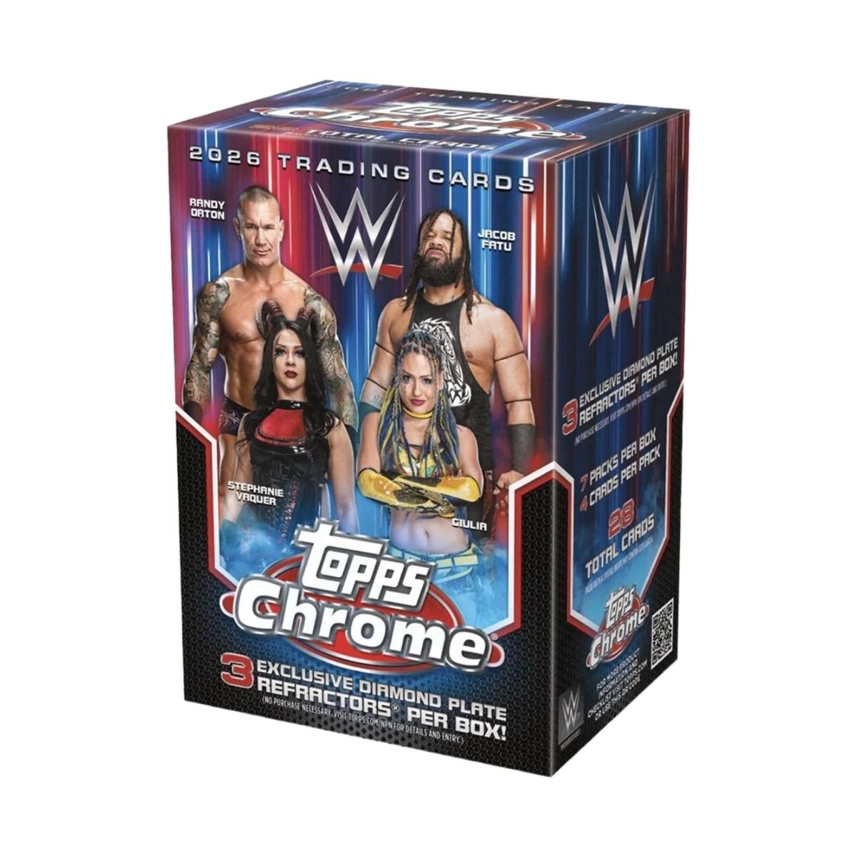Topps Chrome WWE 2026 Value Box English Trading Cards, WWE Superstar Collectible Card Box with Exclusive Parallels & Autograph Chances