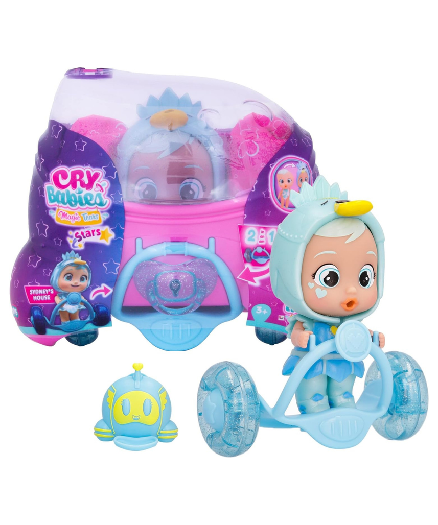 CRY Babies Star Sydney Collectable Mini Doll Iridescent Suit, Cries Real Tears with a Capsule 2 x 1, Boys and Girls from 3 Years