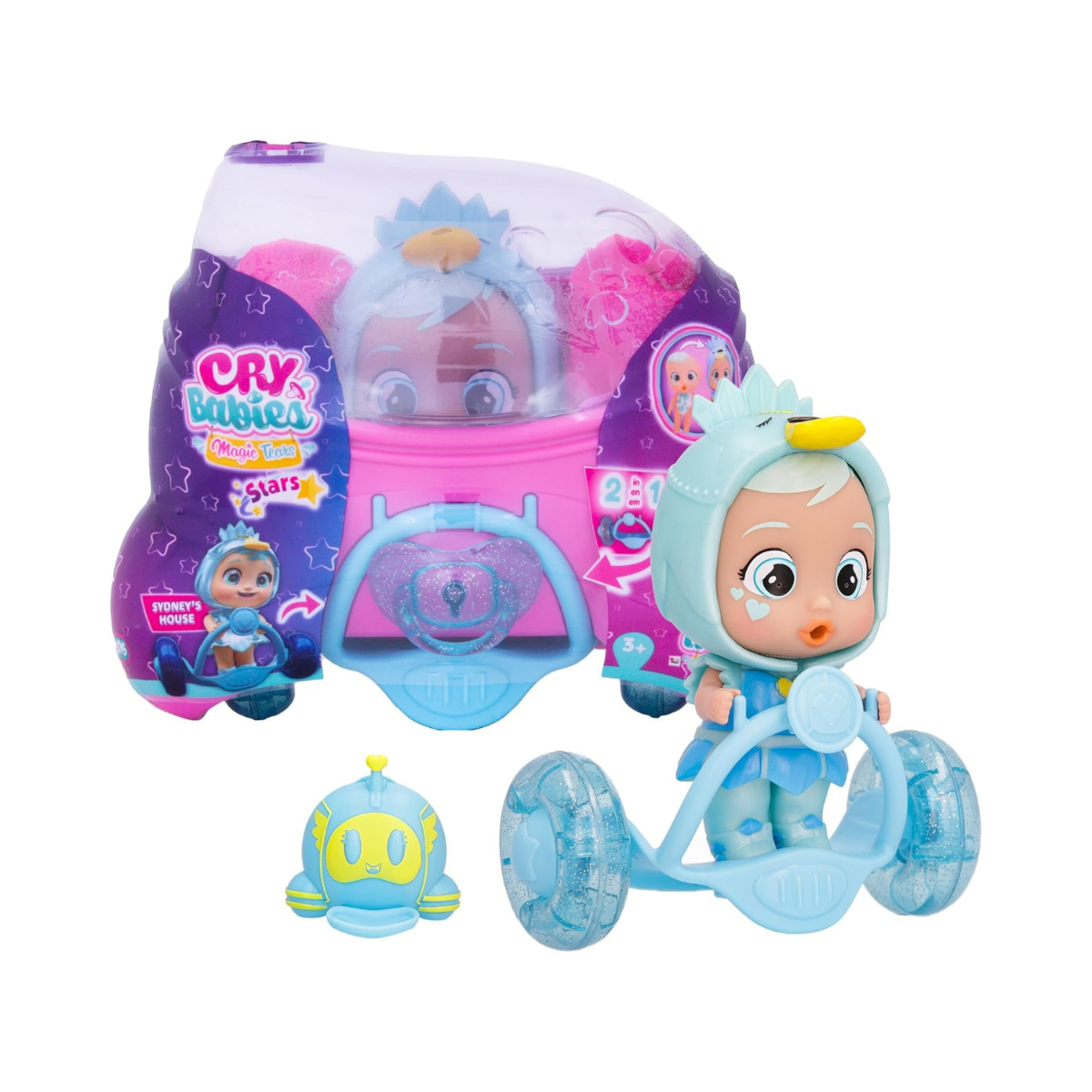 CRY Babies Star Sydney Collectable Mini Doll Iridescent Suit, Cries Real Tears with a Capsule 2 x 1, Boys and Girls from 3 Years