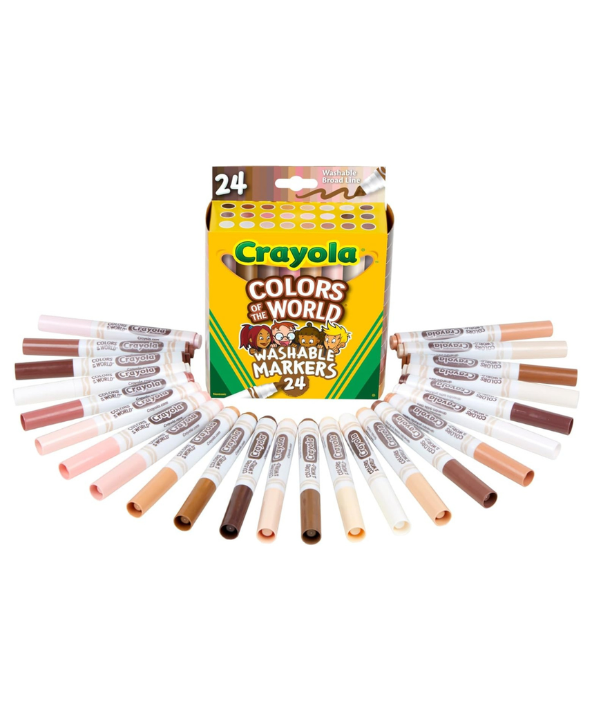 CRAYOLA Colours of the World Washable Markers - Assorted Colours (Pack of 24) | Colours That Represent Skin Tones from Around the World | Ideal for Kids Aged 3+
