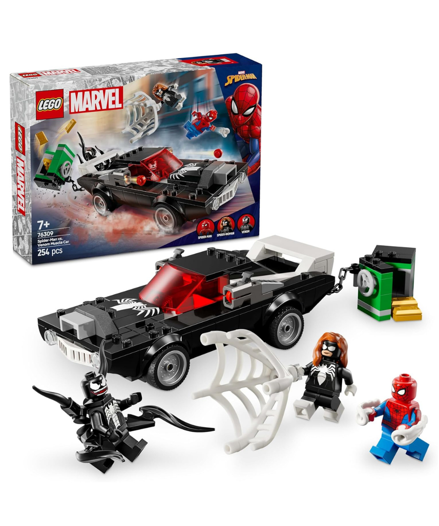 LEGO Marvel Spider-Man vs. Venom Muscle Car - Building Toy with 3 Super-Hero Minifigures for Imaginative Play - Gift for 7 Plus Year Old Boys & Girls 76309