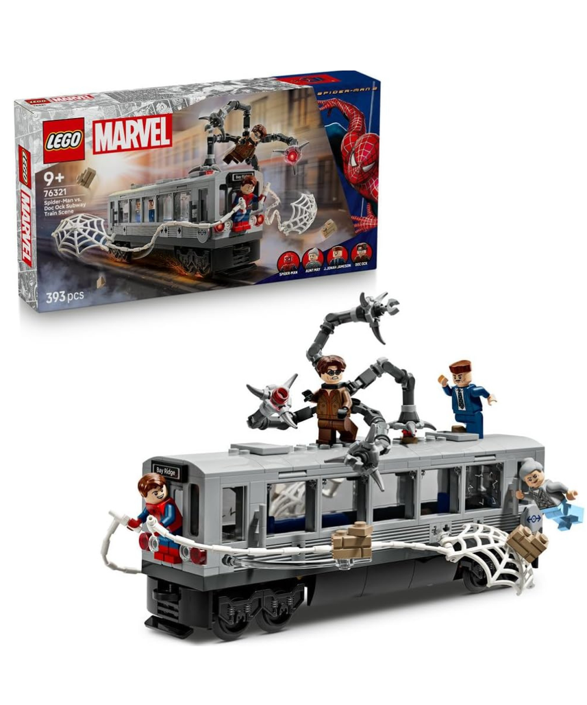 LEGO ǀ Marvel Spider-Man vs. Doc Ock Subway Train Scene - Play & Display Toy with 4 Minifigures - Collectible Super Hero Gift for 9+ Year Old Boys & Movie Fans - 76321