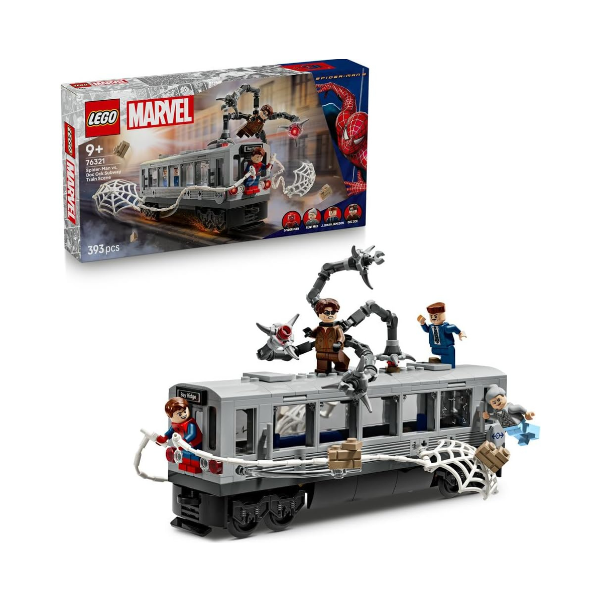 LEGO ǀ Marvel Spider-Man vs. Doc Ock Subway Train Scene - Play & Display Toy with 4 Minifigures - Collectible Super Hero Gift for 9+ Year Old Boys & Movie Fans - 76321