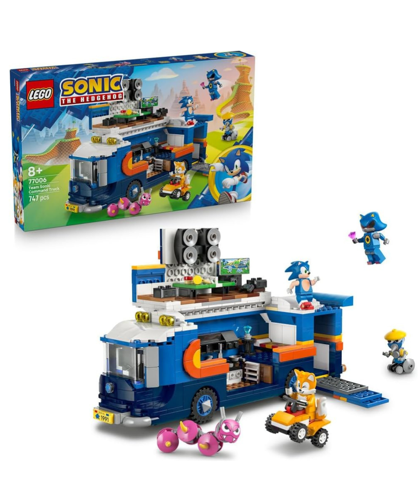 LEGO Sonic the Hedgehog Team Sonic Command Truck Toy - Interactive Set with an ATV Car & 5 Figures incl. Tails - Gift for 8+ Year Old Boys, Girls & Gaming Fans - 77006