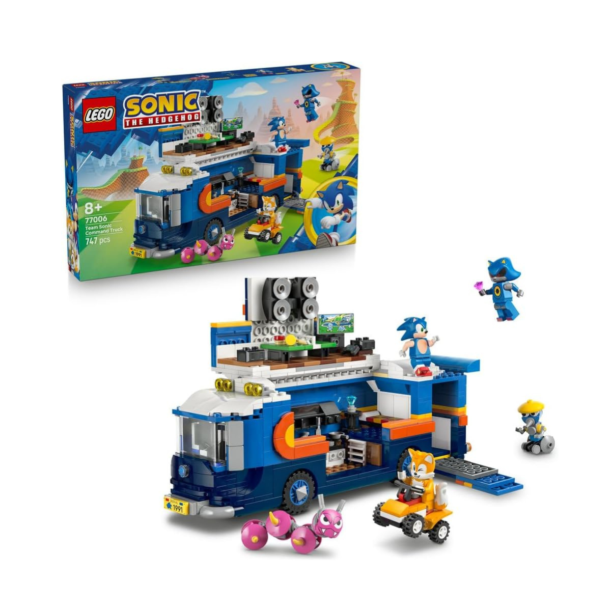 LEGO Sonic the Hedgehog Team Sonic Command Truck Toy - Interactive Set with an ATV Car & 5 Figures incl. Tails - Gift for 8+ Year Old Boys, Girls & Gaming Fans - 77006