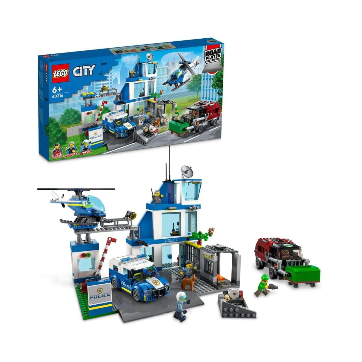 LEGO City Police Station 60316 Building Kit for Kids aged 6+, with a Helicopter, Patrol Vehicle and Customized Bin Lorry, Plus 5 Minifigures, Ramadan Gift Idea for Kids (668 Pieces)
