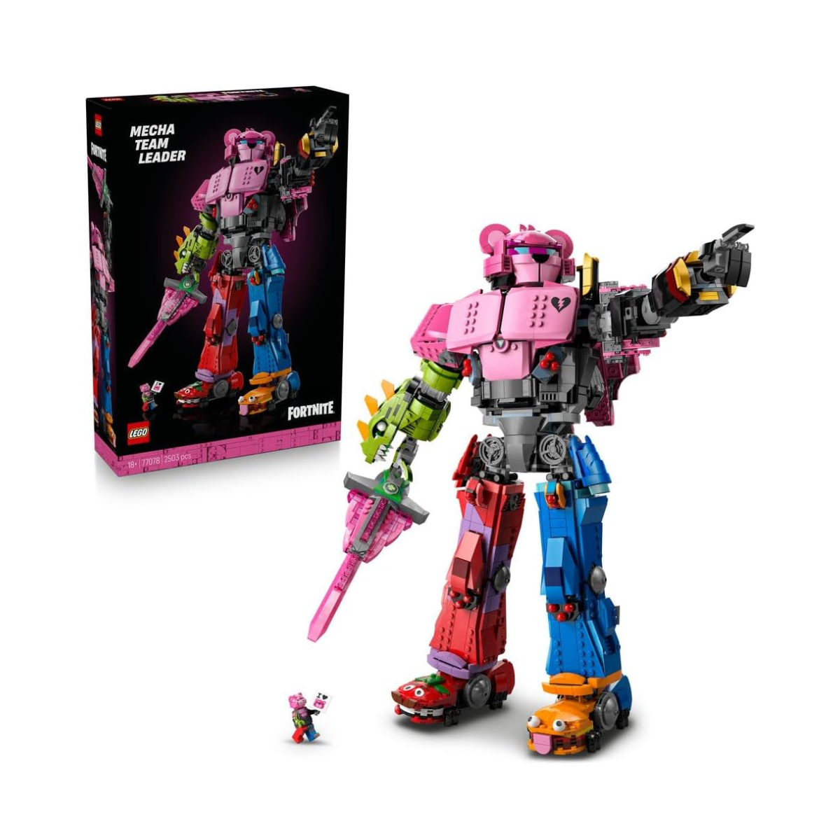 LEGO Fortnite Mecha Team Leader Figure - Display Model Kit incl. a Sword & a Minifigure - Collectible Gift for Adult Video Gaming Fans - 77078