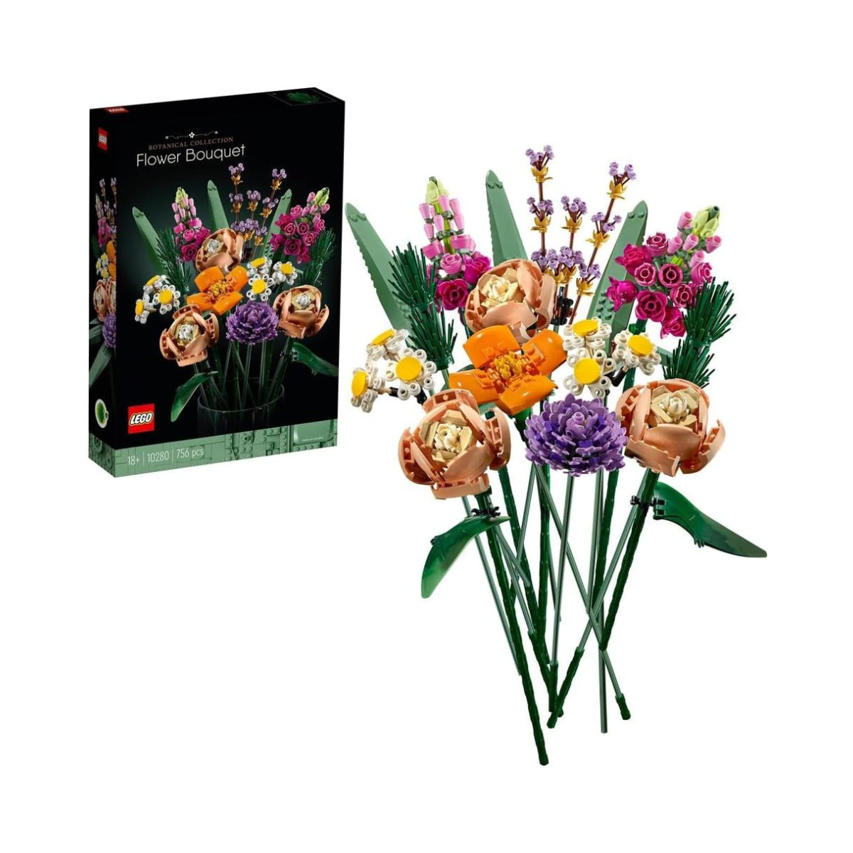 LEGO Botanicals Flower Bouquet - Artificial Flowers Set for Adults incl. Roses, Snapdragons, Poppies, Asters & Daisies - Ramadan Gift Idea for Women and Men - Botanical Collection - 10280
