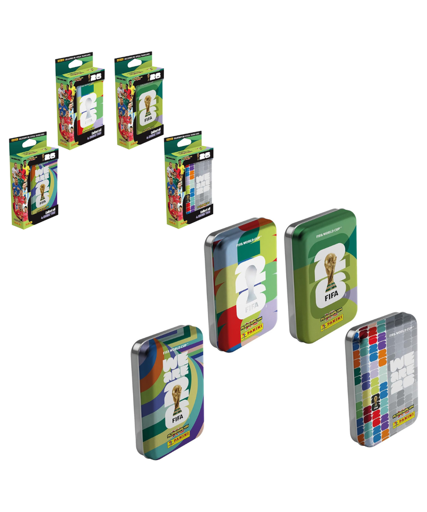 Panini FIFA World Cup 2026 Adrenalyn XL Mini Tin, 4 Trading Card Packets with 3 Limited Edition Gold Cards, Official Football Collectible Cards, Assorted Tin, Ages 6+