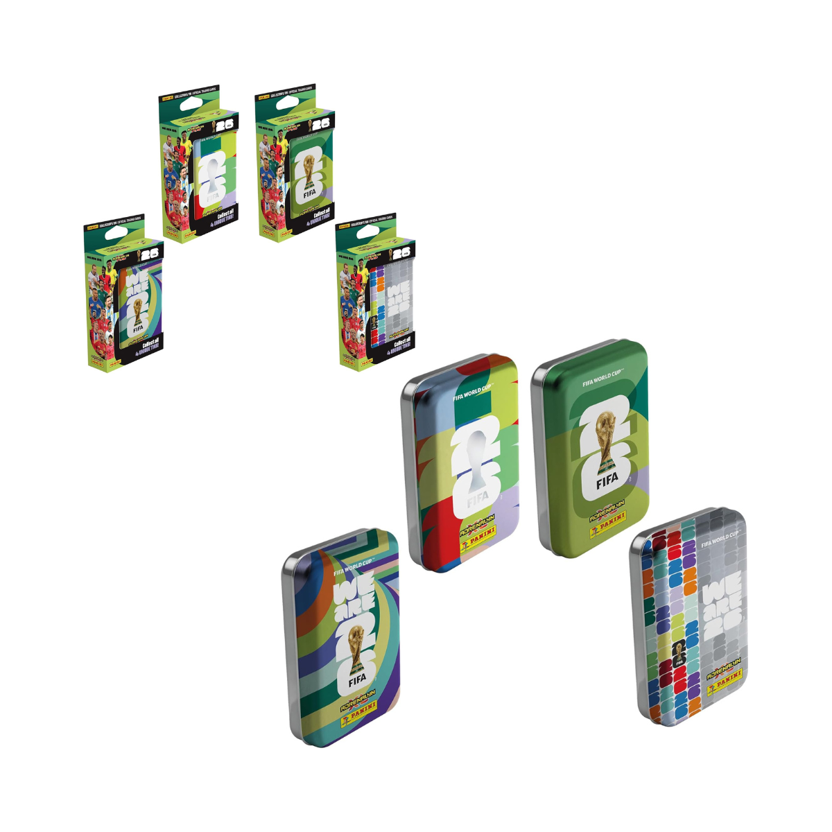 Panini FIFA World Cup 2026 Adrenalyn XL Mini Tin, 4 Trading Card Packets with 3 Limited Edition Gold Cards, Official Football Collectible Cards, Assorted Tin, Ages 6+