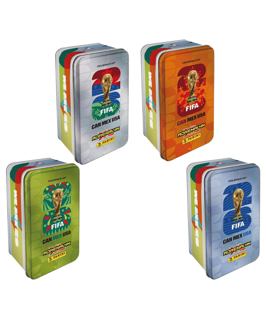 Panini FIFA World Cup 2026 Adrenalyn XL Classic Tin Trading Cards, 8 Packs with Limited Edition Cards and Golden Baller, Official Football Collectible Card Game Set for Kids and Collectors Age 6+