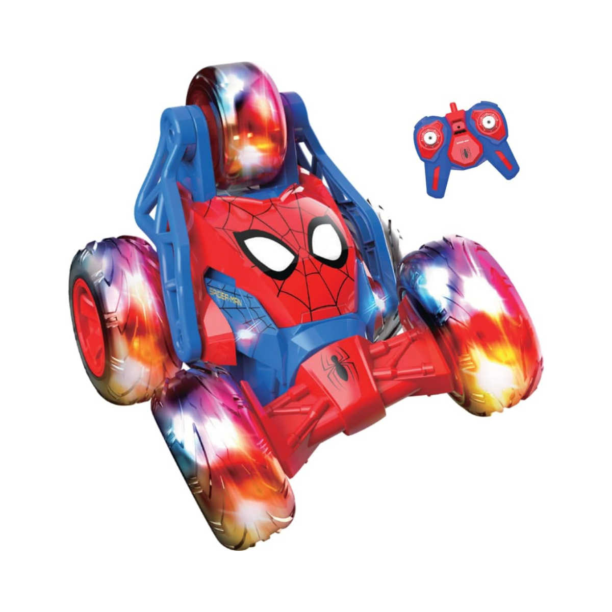 Marvel Spider-Man Remote Control Storm Spinner, 5-Wheel RC Stunt Car with 360 Degree Rotation, 2.4GHz Full Function Toy for Children, High-Action Stunts, Age 3+