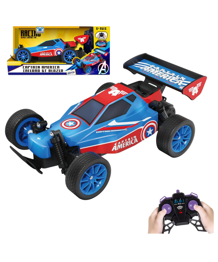 Jada Toys Marvel Captain America Remote Control Stunt Car - Glow-in-the-Dark Style Light-Up Wheels RC Vehicle High Speed 2.4 GHz Avengers Toy for Boys & Girls