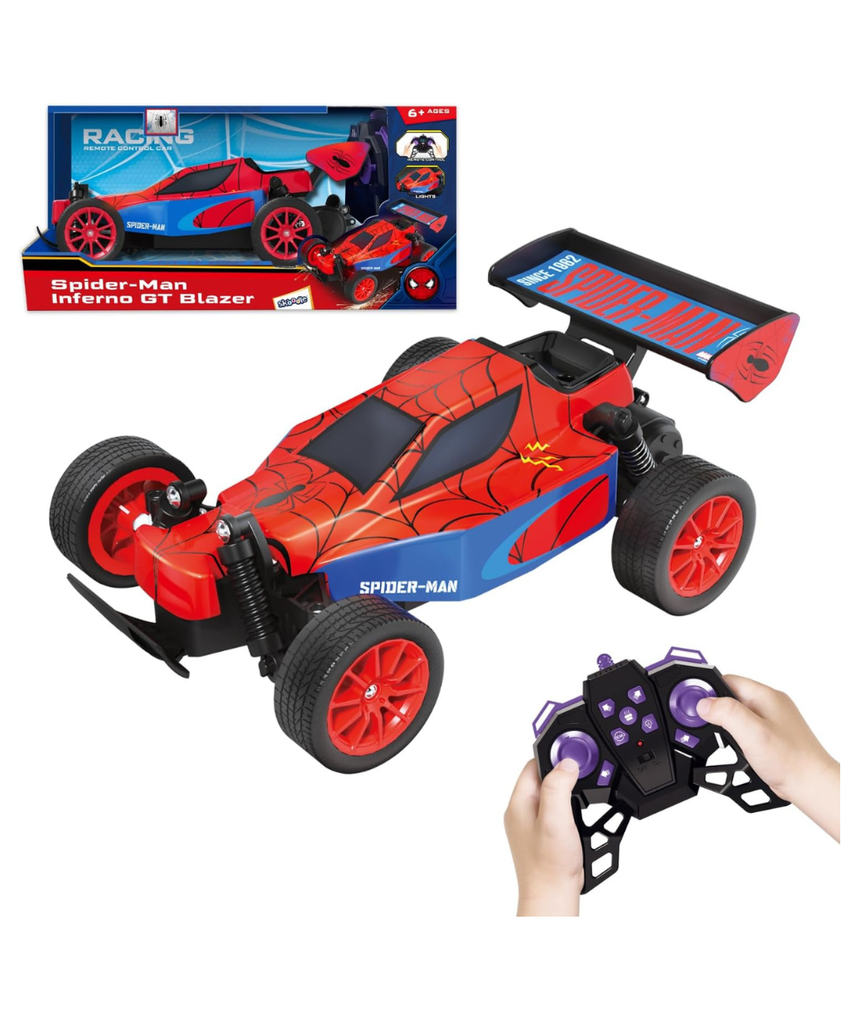 Marvel Spider-Man Inferno GT Blazer RC Car - 2.4 GHz Full Function Remote Control Vehicle with Working Lights - Official Marvel Avengers Toy for Kids - Ages 6+