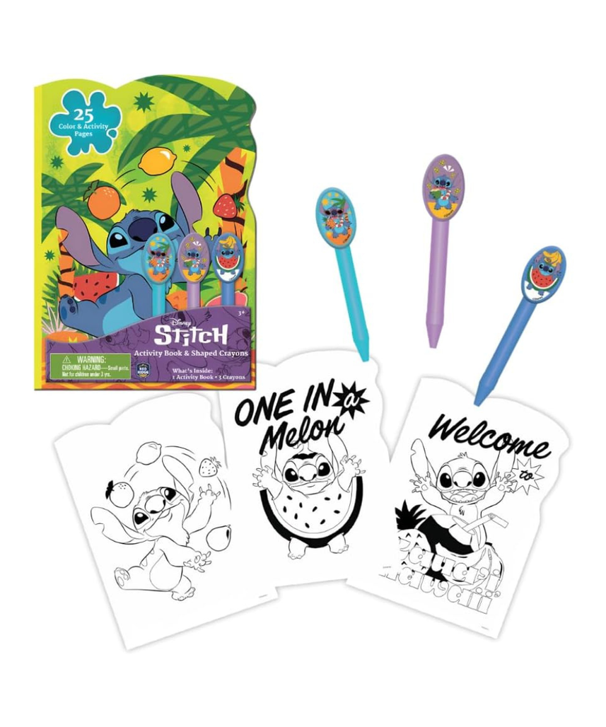 Skoodle Stitch Disney Activity Book with Shaped Crayons for Kids, Multicolor
