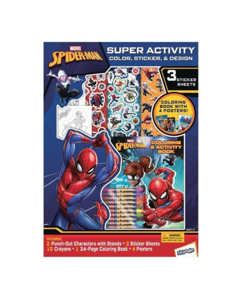 Marvel Spider-Man Super Activity Color, Sticker & Design Set by Skoodle, Marvel Craft Kit for Kids Ages 3+, Includes Stickers and Coloring Pages