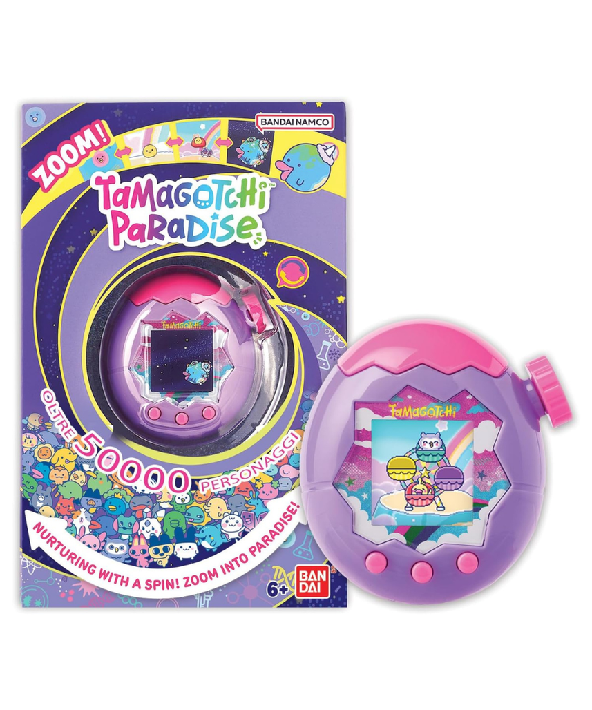 Bandai - Tamagotchi Paradise Ciel - Virtual Animal to Raise - Tamagotchi with Zoom Wheel - Interactive Toy in French - Purple and Pink Sky Model - Children's Toy Age 6+ - 43423