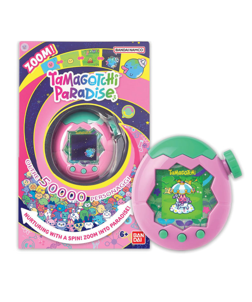 Bandai - Tamagotchi Paradise Earth - Virtual Pet to Wind Up - Tamagotchi Interactive Toy in German, Zoom - Model Earth in Pink and Green - Toy for Children from 6 Years - 43421