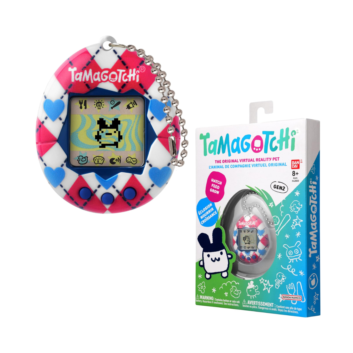 BANDAI Tamagotchi Argyle Heart Virtual Pet 42981 Electronic Toy Ideal for Ages 6+ Zoom into Paradise to Surround Your Electronic Pet