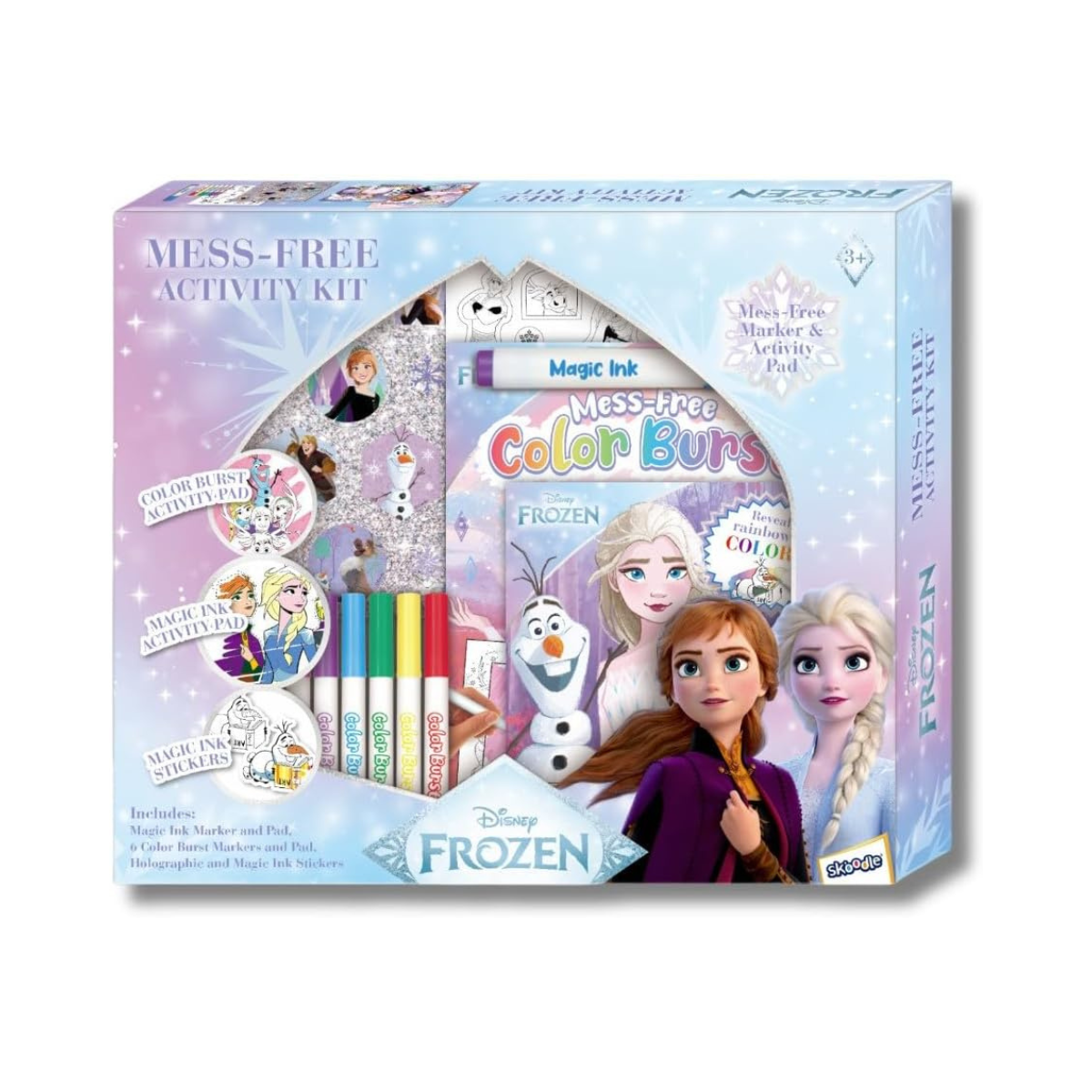 Disney Frozen Mess-Free Magic Ink Activity Kit - Color Burst Markers, Magic Ink Pad & Stickers - Creative Arts and Crafts Set for Kids, Girls & Boys