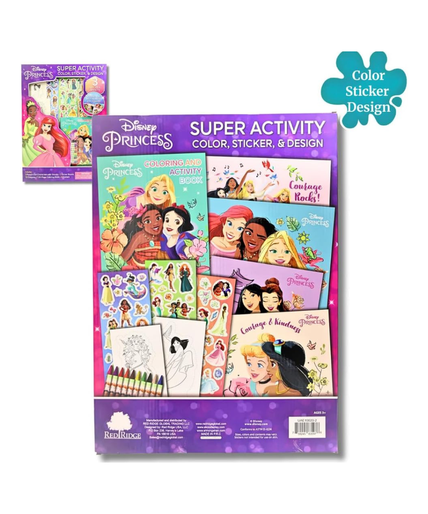Disney Princess Super Activity Color, Sticker & Design Set by Skoodle, Disney Craft Kit for Girls Ages 3+, Creative Play with Stickers & Coloring