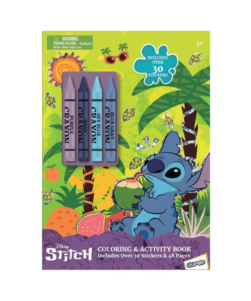 Skoodle Stitch Disney Coloring and Activity Book with Crayons for Kids, Multicolor