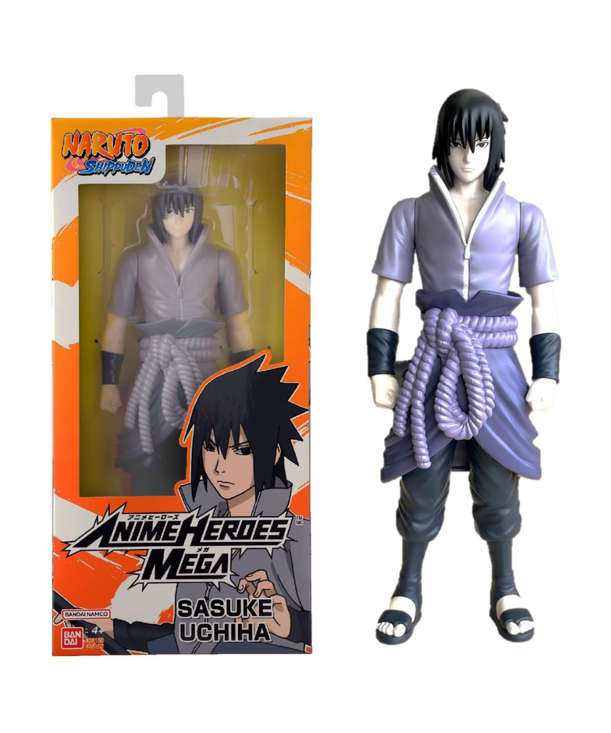 Bandai - Anime Heroes - Naruto Shippuden - Manga Figure Anime Heroes Mega 30 cm - Sasuke Uchiwa - Official Naruto Licence - Large Articulated Naruto Figure - Toy for Children from 4 Years - 38152