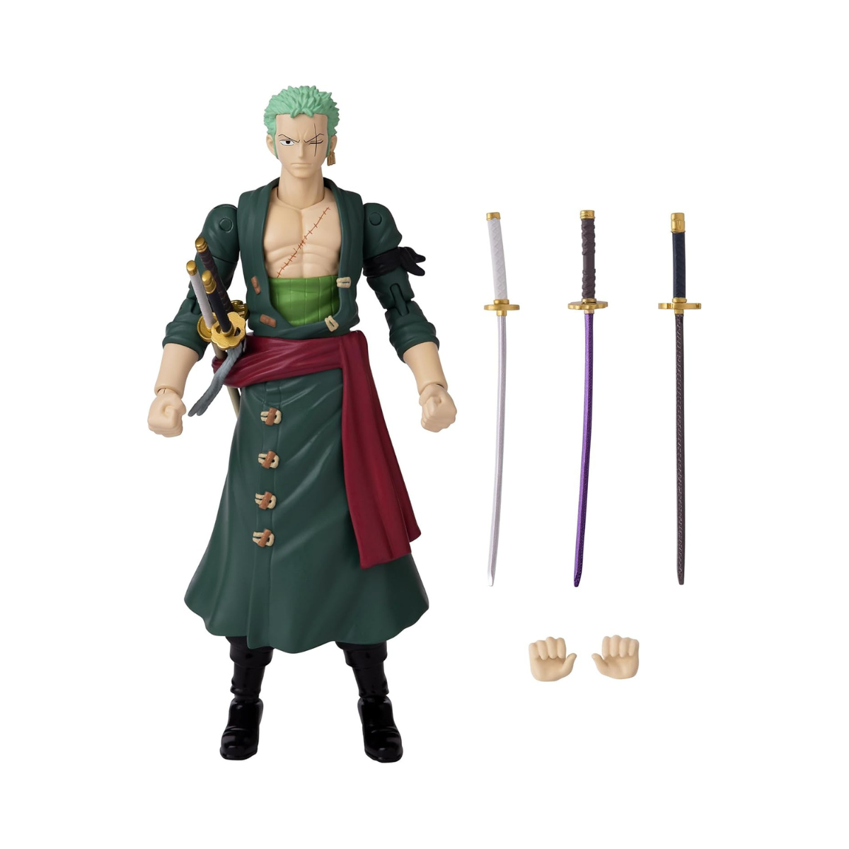 BANDAI One Piece Anime Heroes 6.5 Inches Roronoa Zoro, Multicolor, 36932