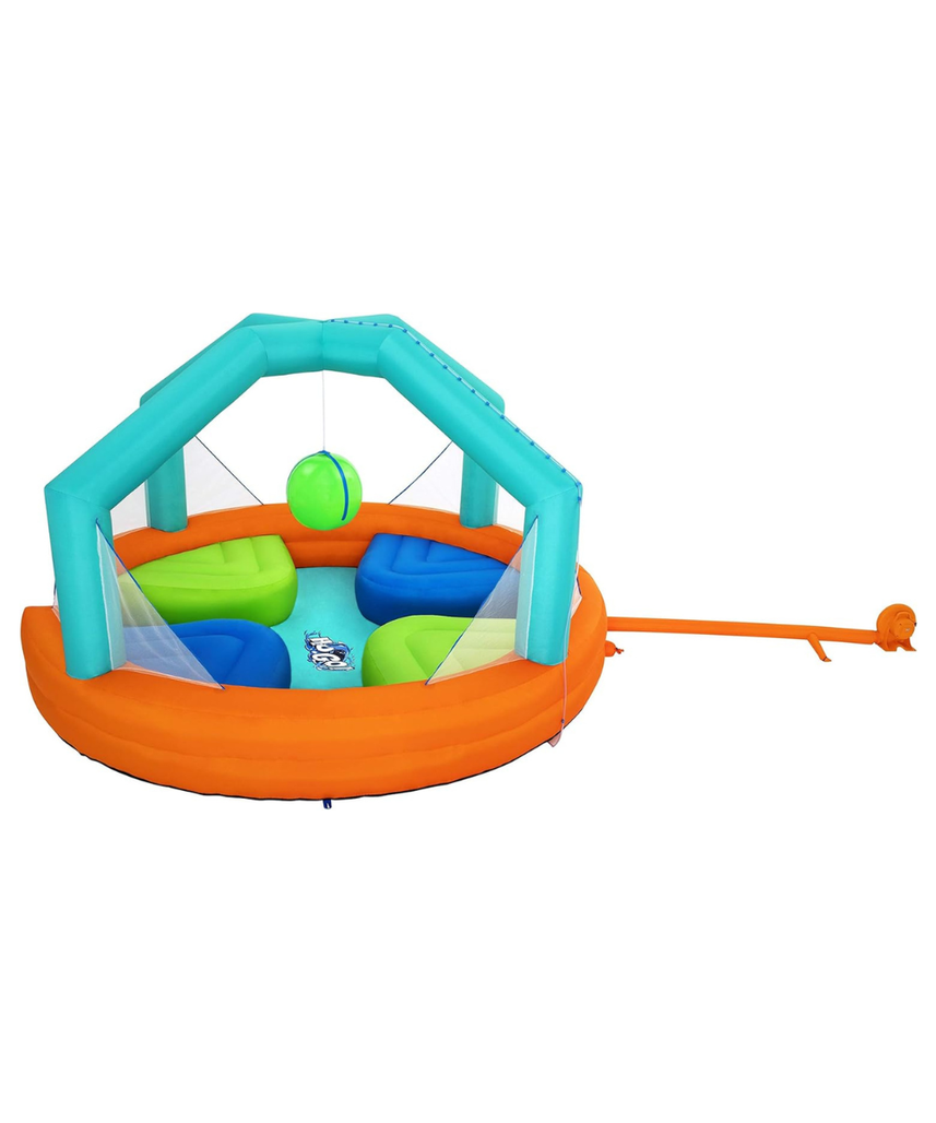 Bestway H2Ogo Dodge and Drench Water Park 4.5m Inflatable Splash Park with Sprinkler Ball and Balance Platforms, Kids Outdoor Water Play Center, Ages 5+