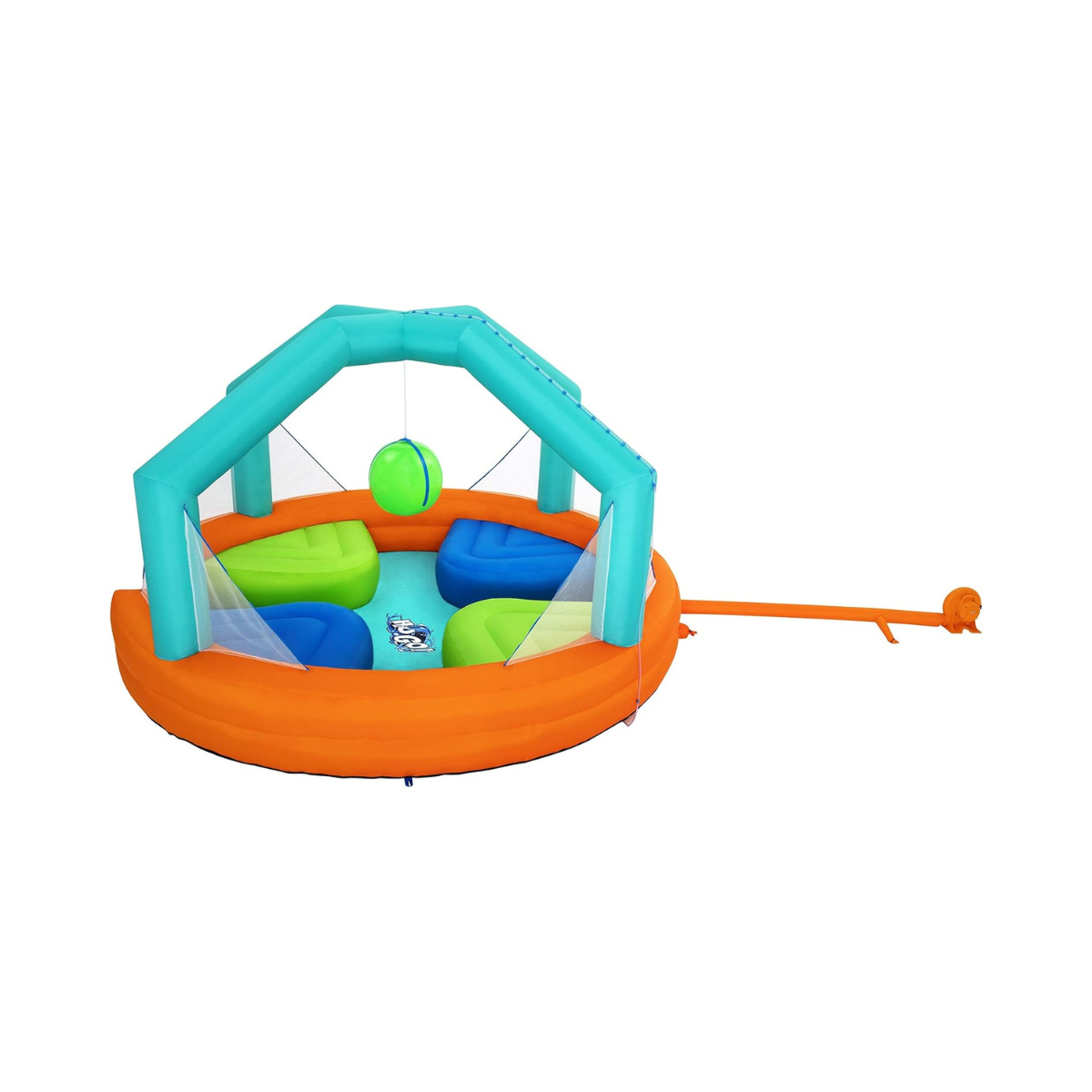 Bestway H2Ogo Dodge and Drench Water Park 4.5m Inflatable Splash Park with Sprinkler Ball and Balance Platforms, Kids Outdoor Water Play Center, Ages 5+