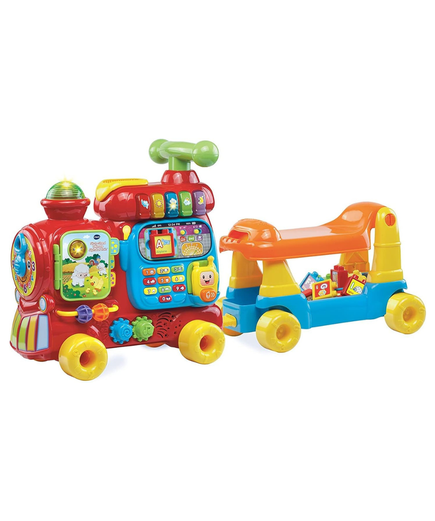 VTech Baby 4 in 1 Alphabet Letter Learning Train Educational Activity Walker Ride-On Pull Cart Multicolour 12–36 Months