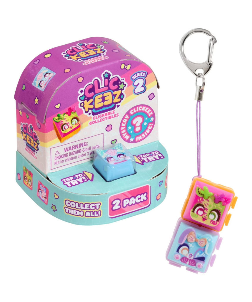 Clickeez Twin Pack Season 2 Clickable Keyboard Collectibles with 2 Mystery Characters, Keychain & Collector Guide, Fidget Toy for Kids Ages 6+