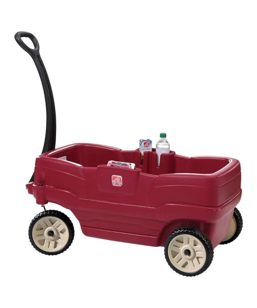 Step2 Neighborhood Wagon With Seats, Red, Kids Pull-Along Ride-On Wagon for Toddlers & Preschoolers